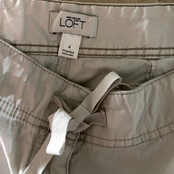Tan Khaki Cargo Hi-Rise Optional Ankle/ Capris Drawstring Jeans - Picture 6 of 6